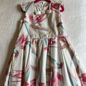 Fendi Pink and Red Pleated Flutter Sleeve Sundress